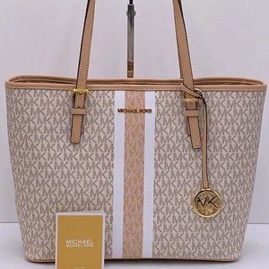 Michael Kors Jet Set Travel Medium Carryall Tote Buff Multi